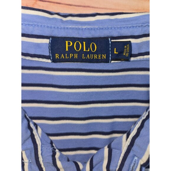 Polo Ralph Lauren Mens Blue Striped Polo Large - Picture 5 of 7